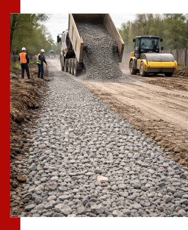 Доставка щебня для отсыпки дорог в Ростове-на-Дону высокого качества