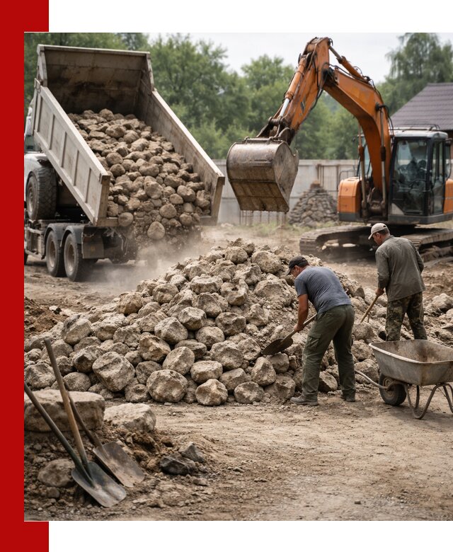 Доставка и разгрузка бутового камня в Ростове-на-Дону