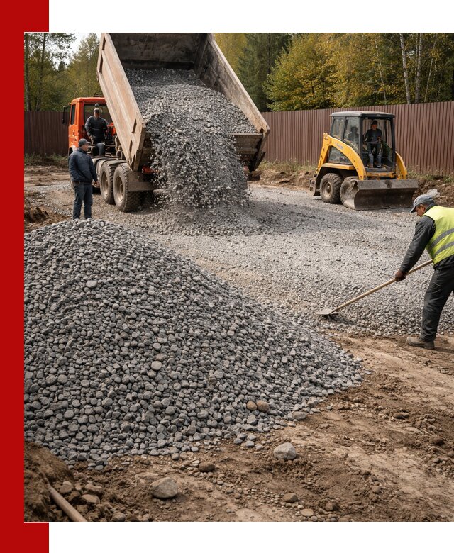 Отсыпка участка щебнем с доставкой и уплотнением в Ростове-на-Дону