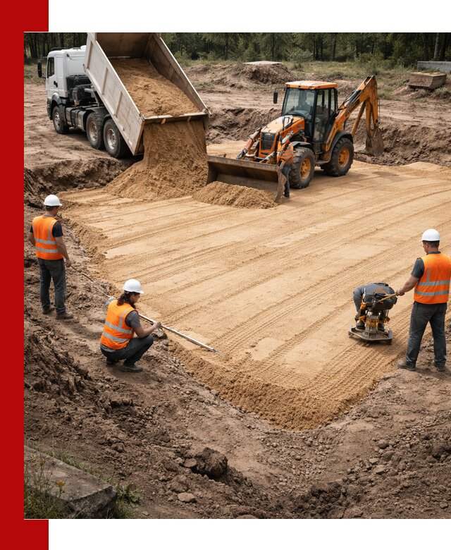 Устройство песчаной подушки для фундаментов и дорог в Ростове-на-Дону